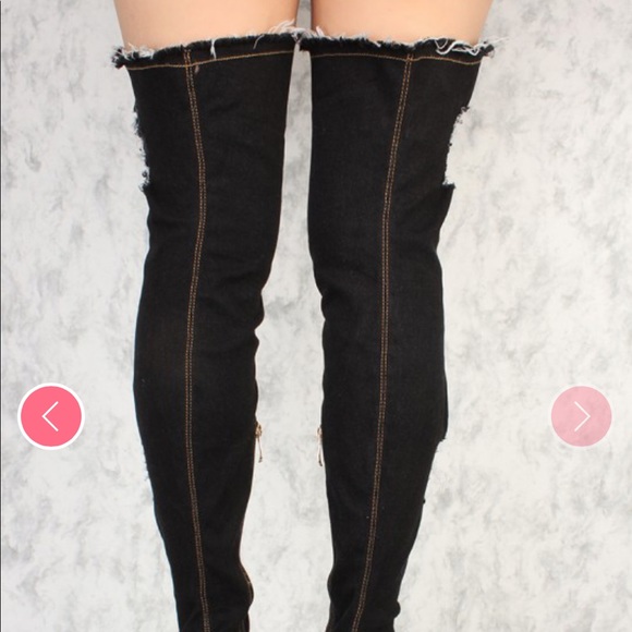 πSale was$85 will go backπ after saleπNew Glam Blackout Jean Thigh High Boots - Picture 6 of 11